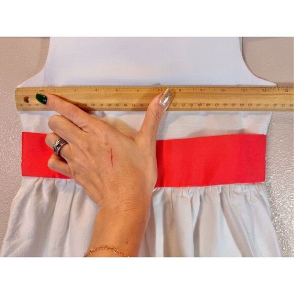 Janie & Jack Textured Floral Bottom Coral Ribbon Belt Spring Dress Girls Size 6 - Picture 8 of 9